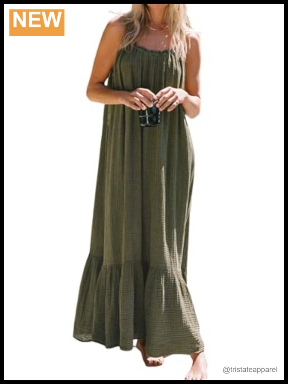 Women's Cotton Backless Maxi Dress Adjustable Spaghetti Strap Boho Vacation